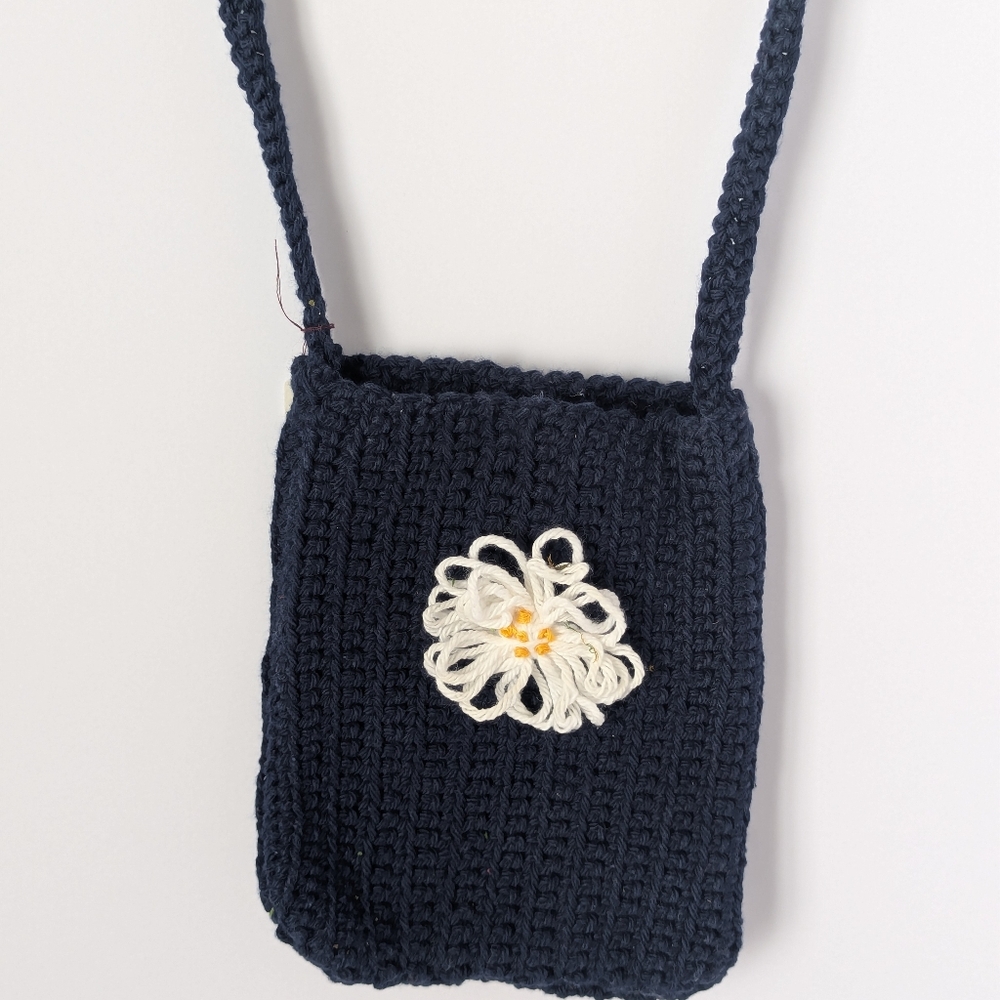 Navy Crocheted Crossbody
